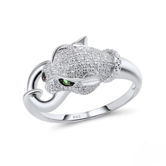 New Unisex 925 Silver Leopard Diamond Ring - Picture 4 of 6